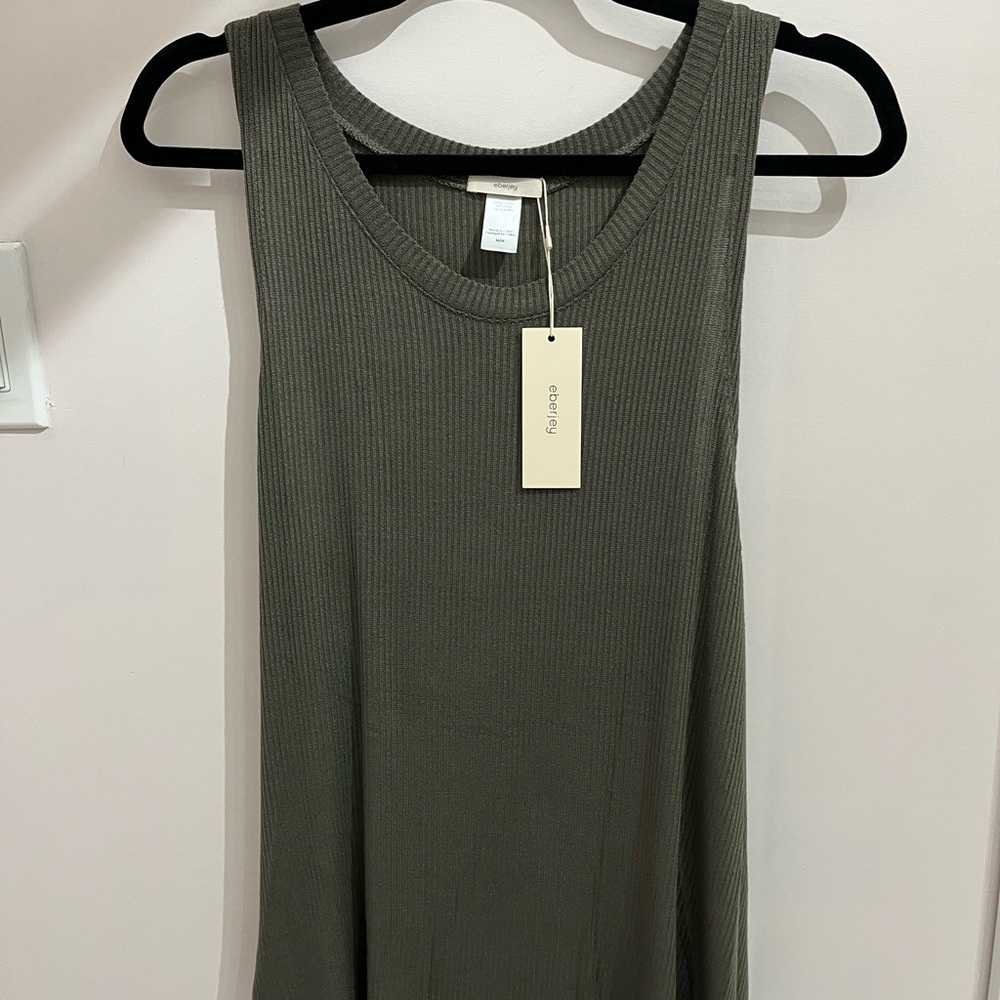 Eberjey Green Ribbed Sleeveless Tank Top
